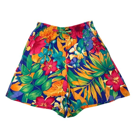 Vintage Pants - Vintage 80s/90s Alfred Dunner Tropical Floral Culottes Shorts sz 14 Petite Large